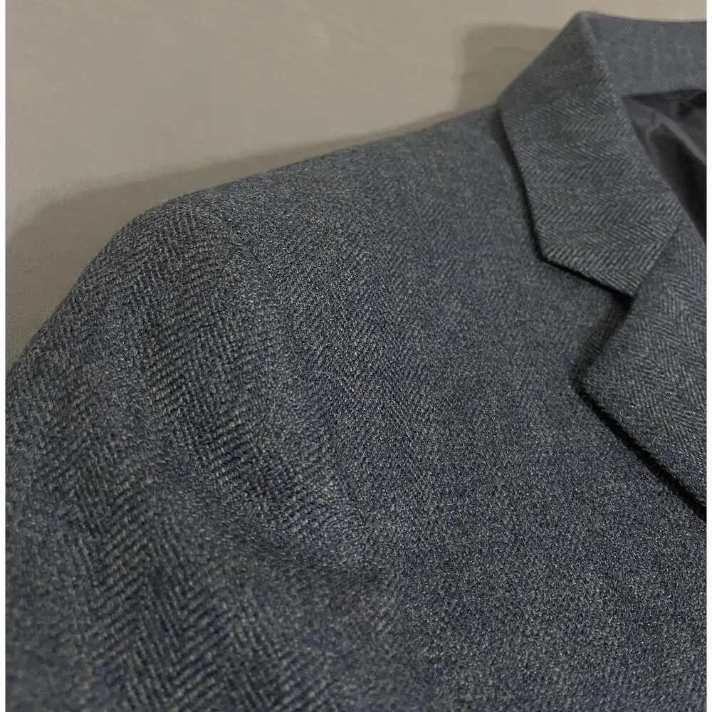 Brooks Brothers Regent Fit Tweed Wool Blazer 42R Blue Herringbone 2-Button